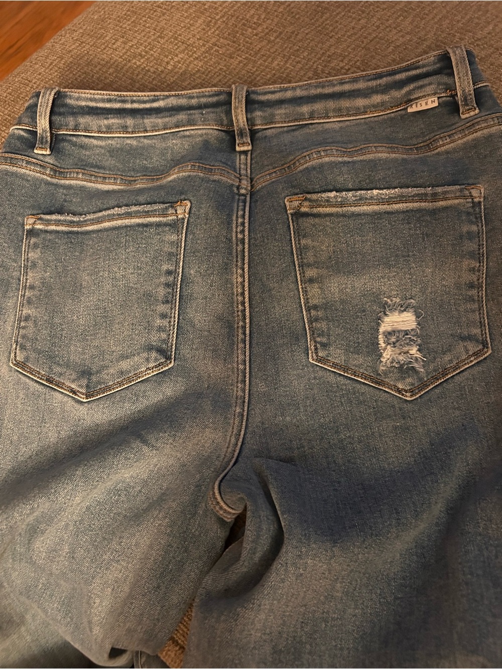 NWT Risen Jeans Light Blue Flare Jeans with Frayed Hem - Womens - Picture 2 of 5